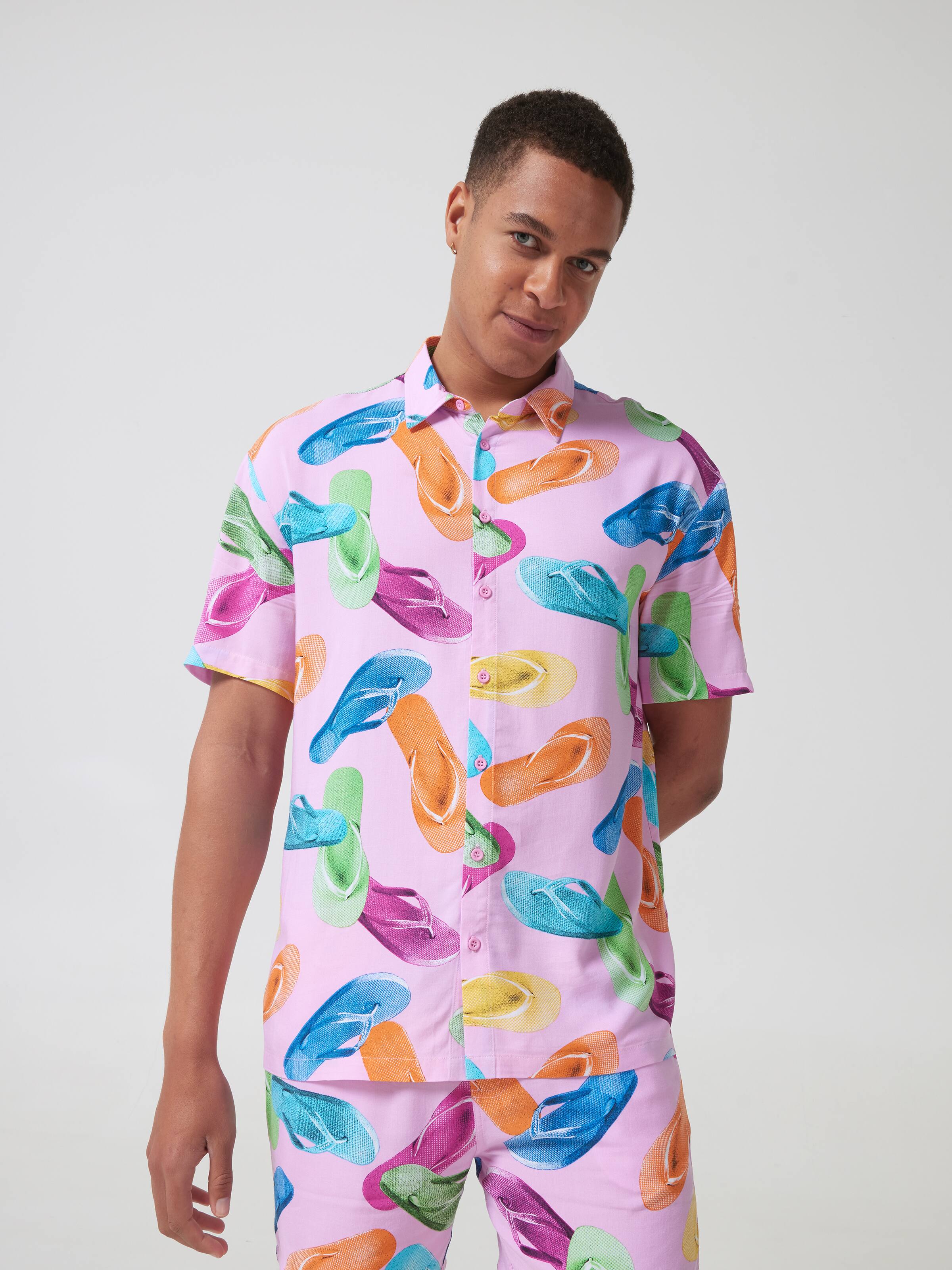 Pink Flip Flop Resort Short Sleeve Shirt