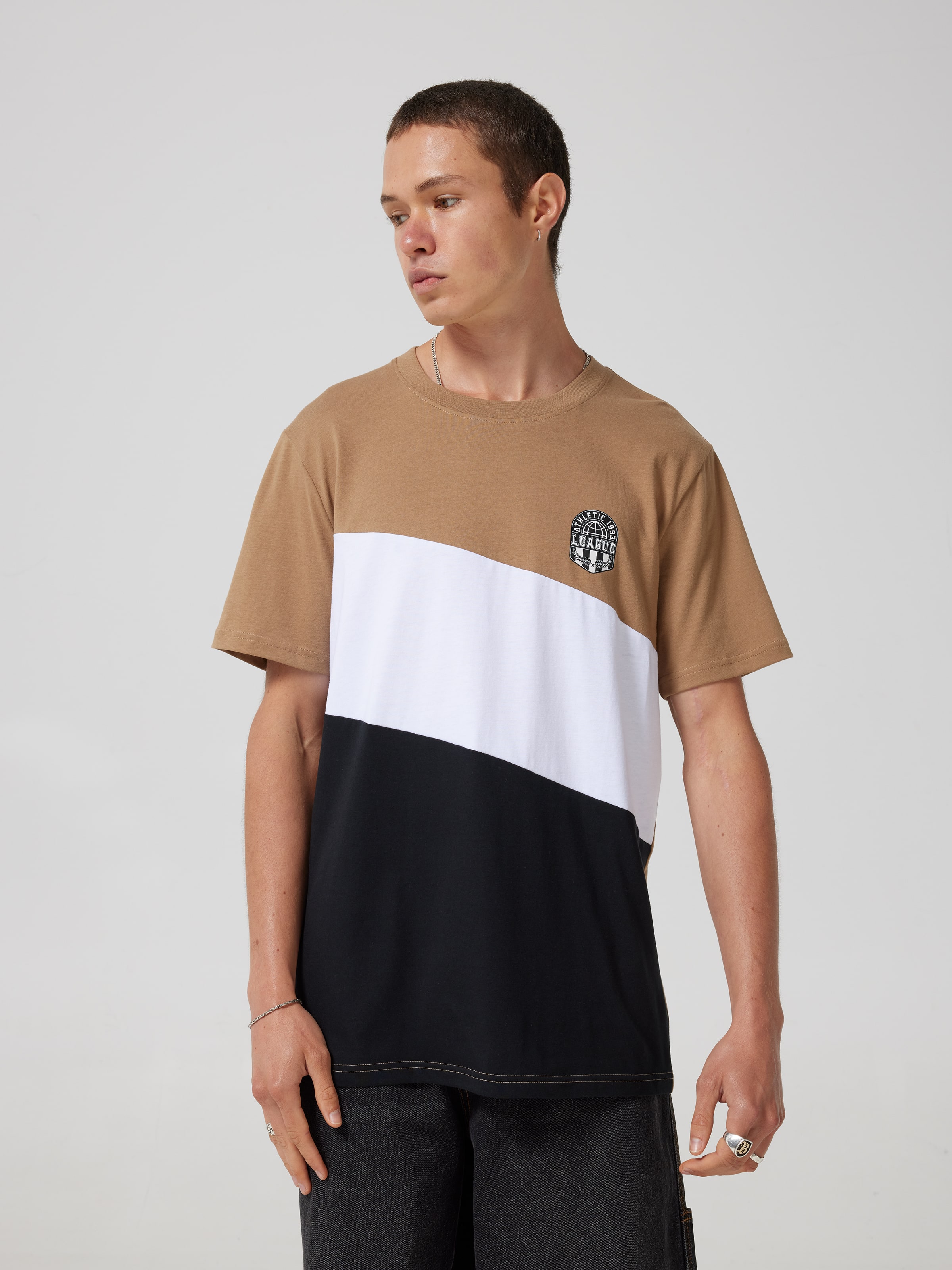 Multi Splice Diagonal Short Sleeve Tee