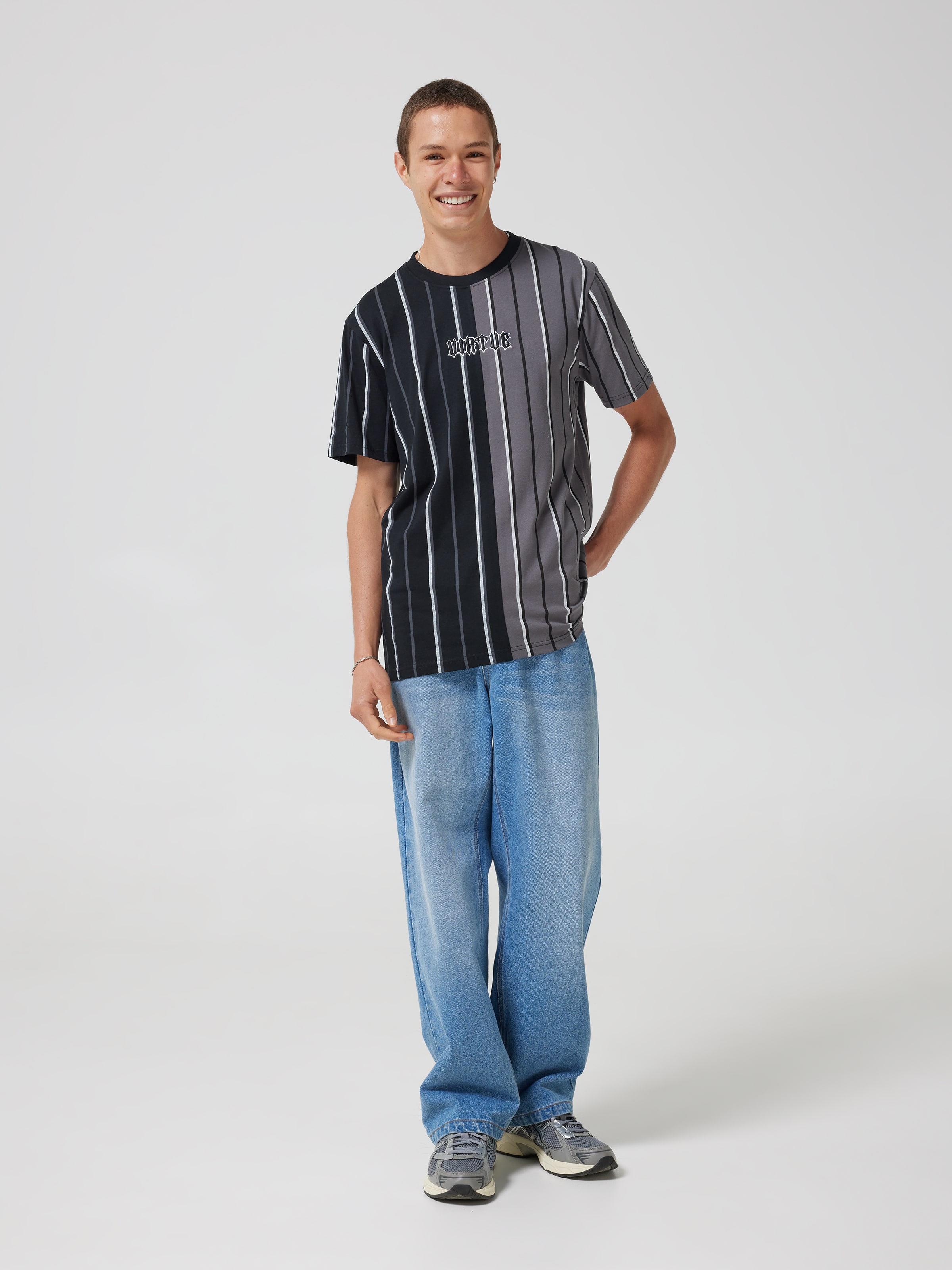 Splice Stripe V Short Sleeve Tee