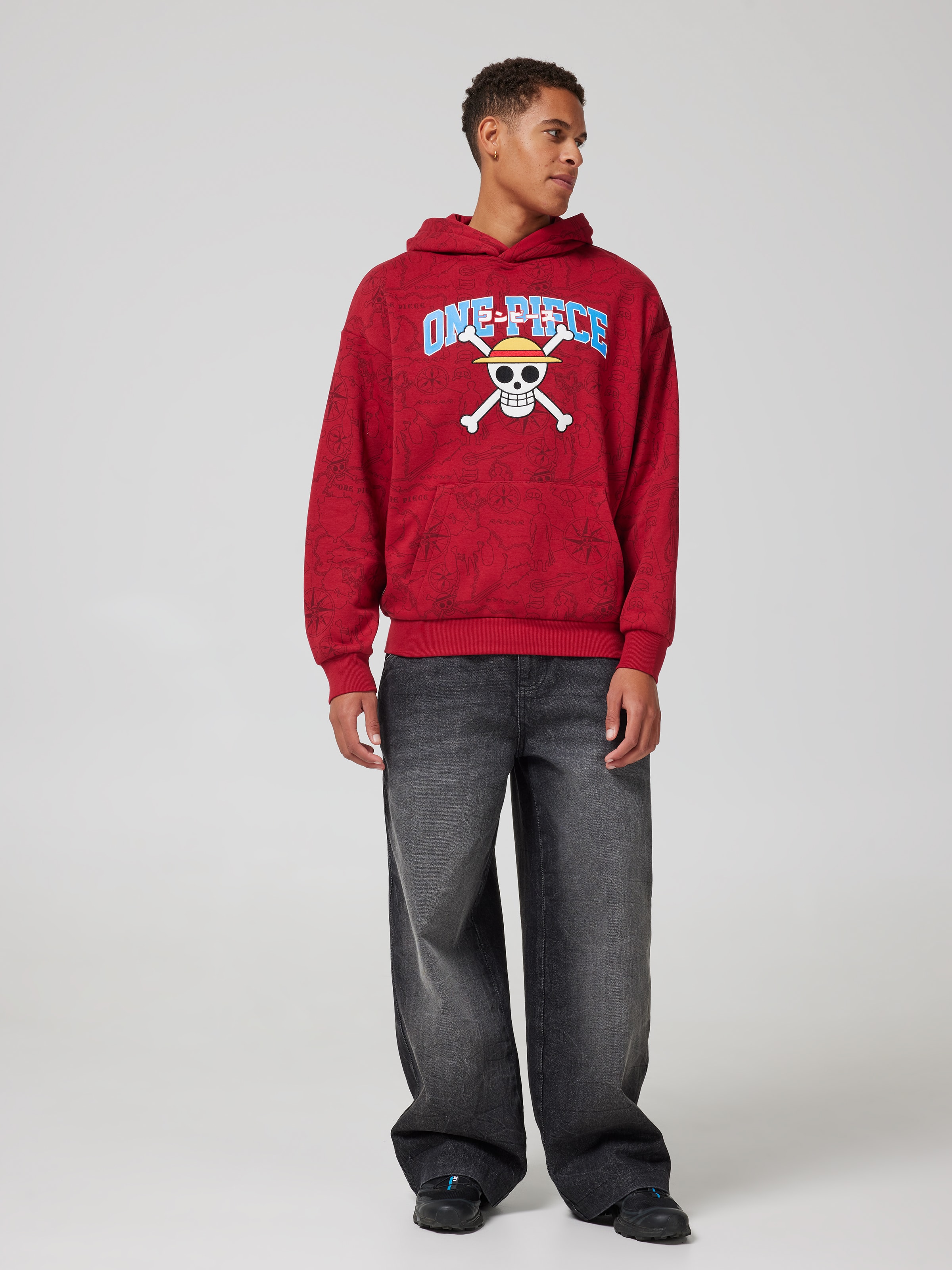Red One Piece Map Hoodie