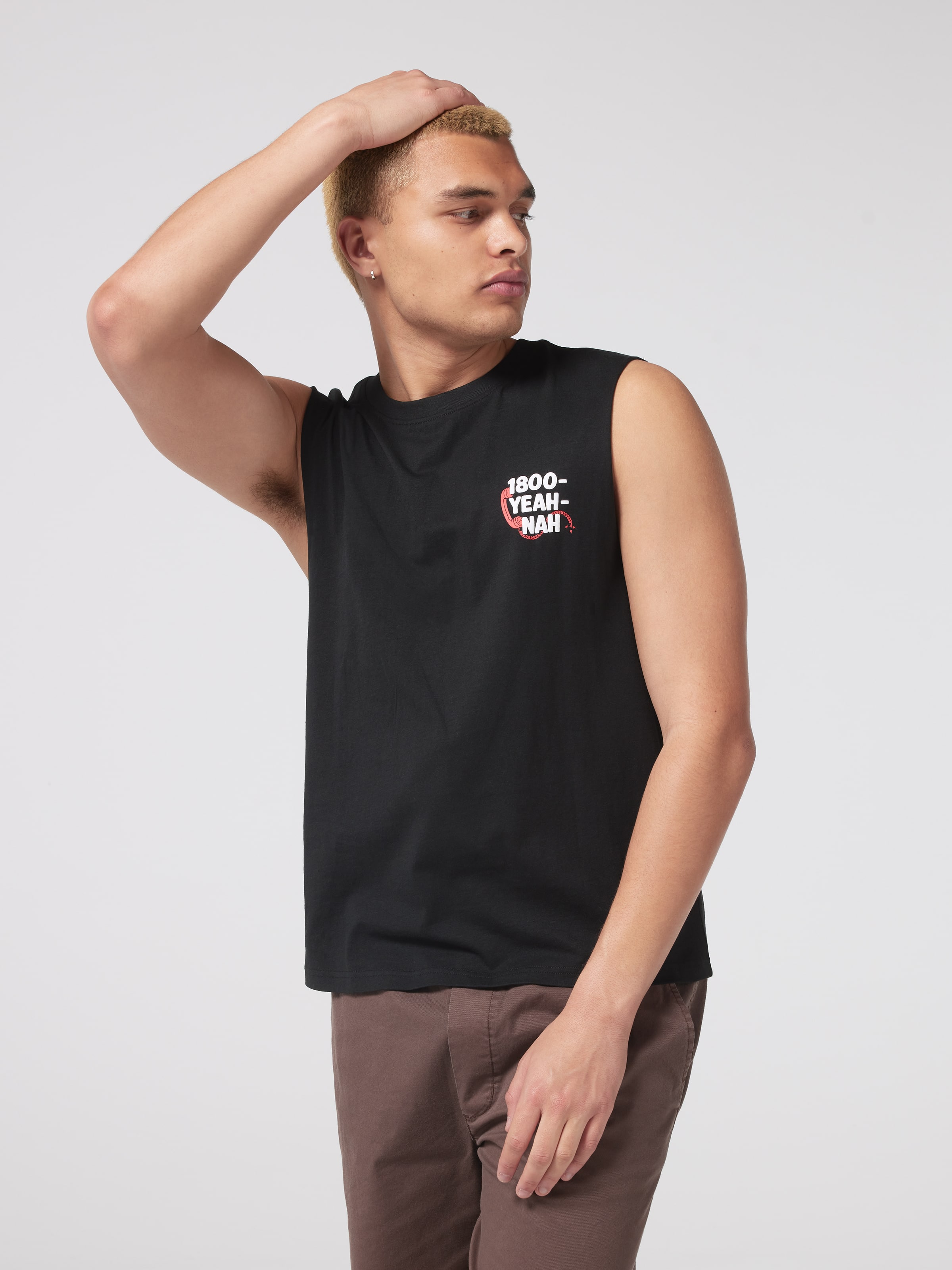 Slogan 1800 Yeah Nah Muscle Tee