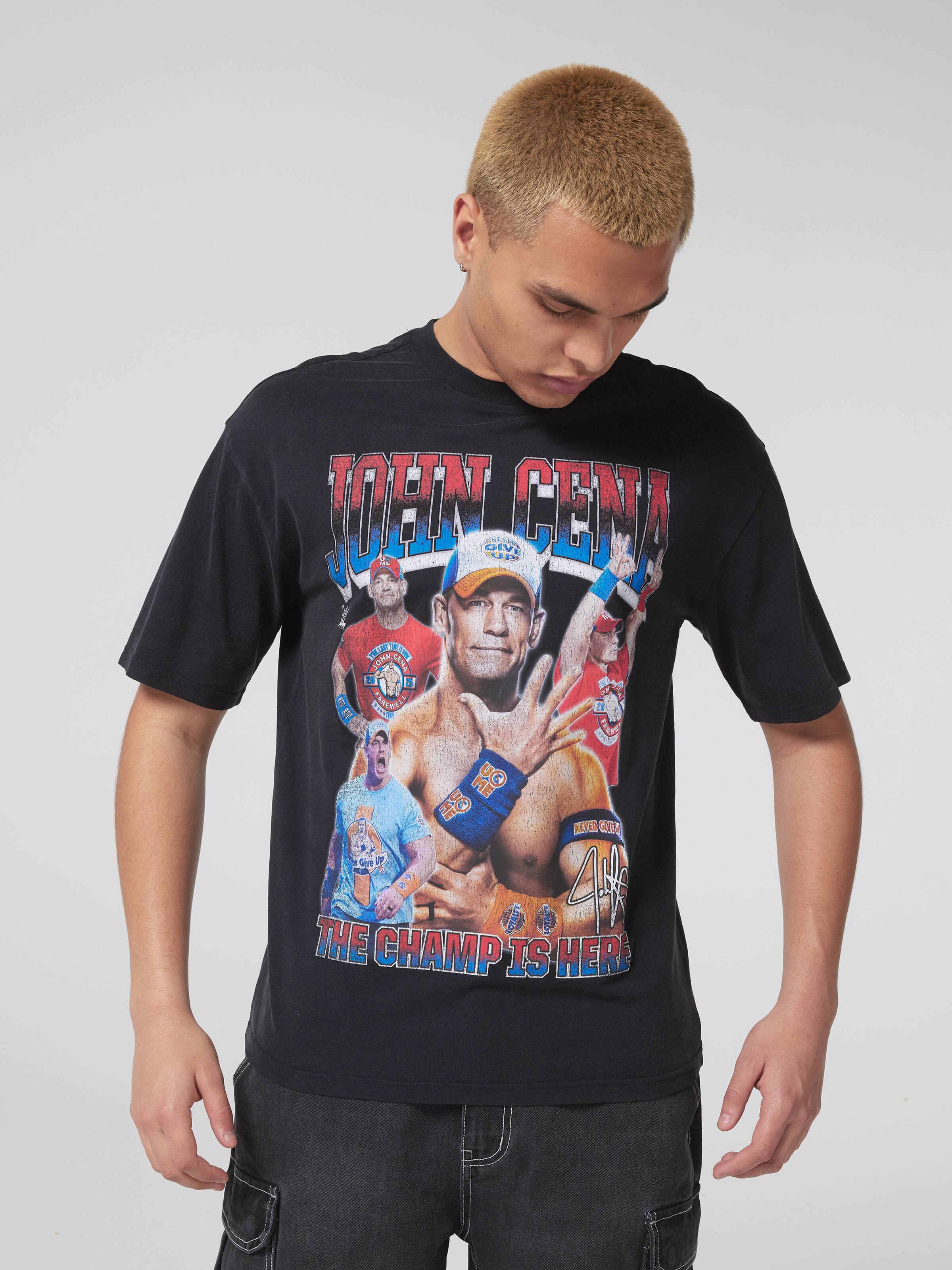 Acid Wash World Wrestling Entertainment John Cena Oversized Tee