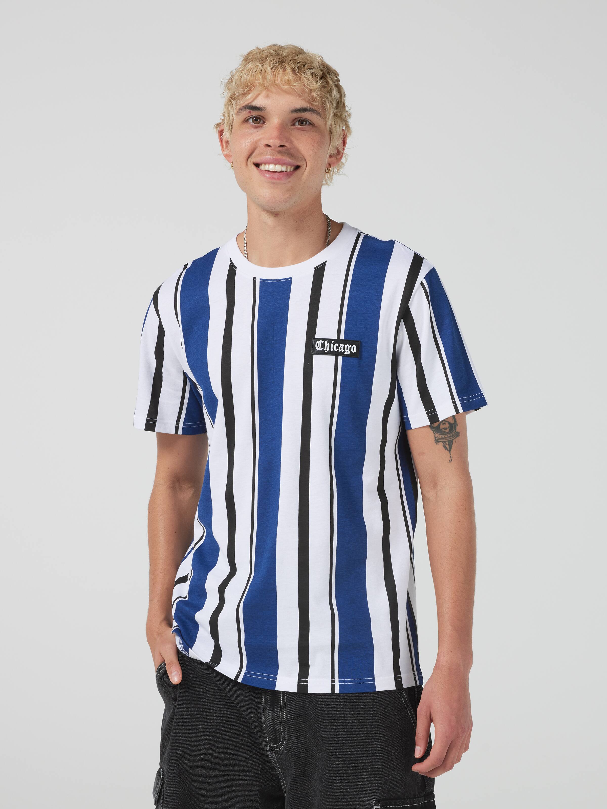 Vertical Stripe Chicago Short Sleeve Tee