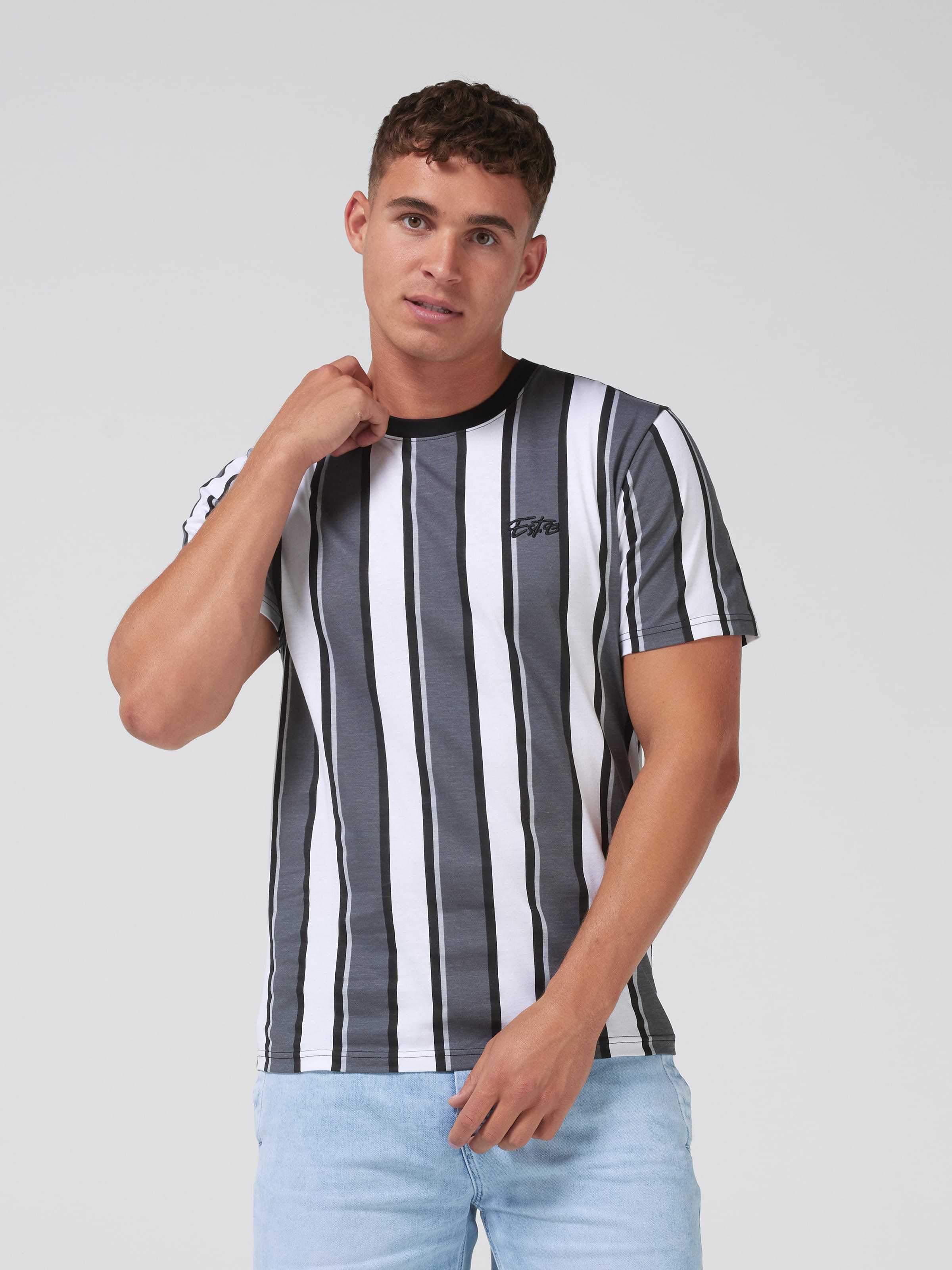 Vertical Stripe Est 93 Short Sleeve Tee