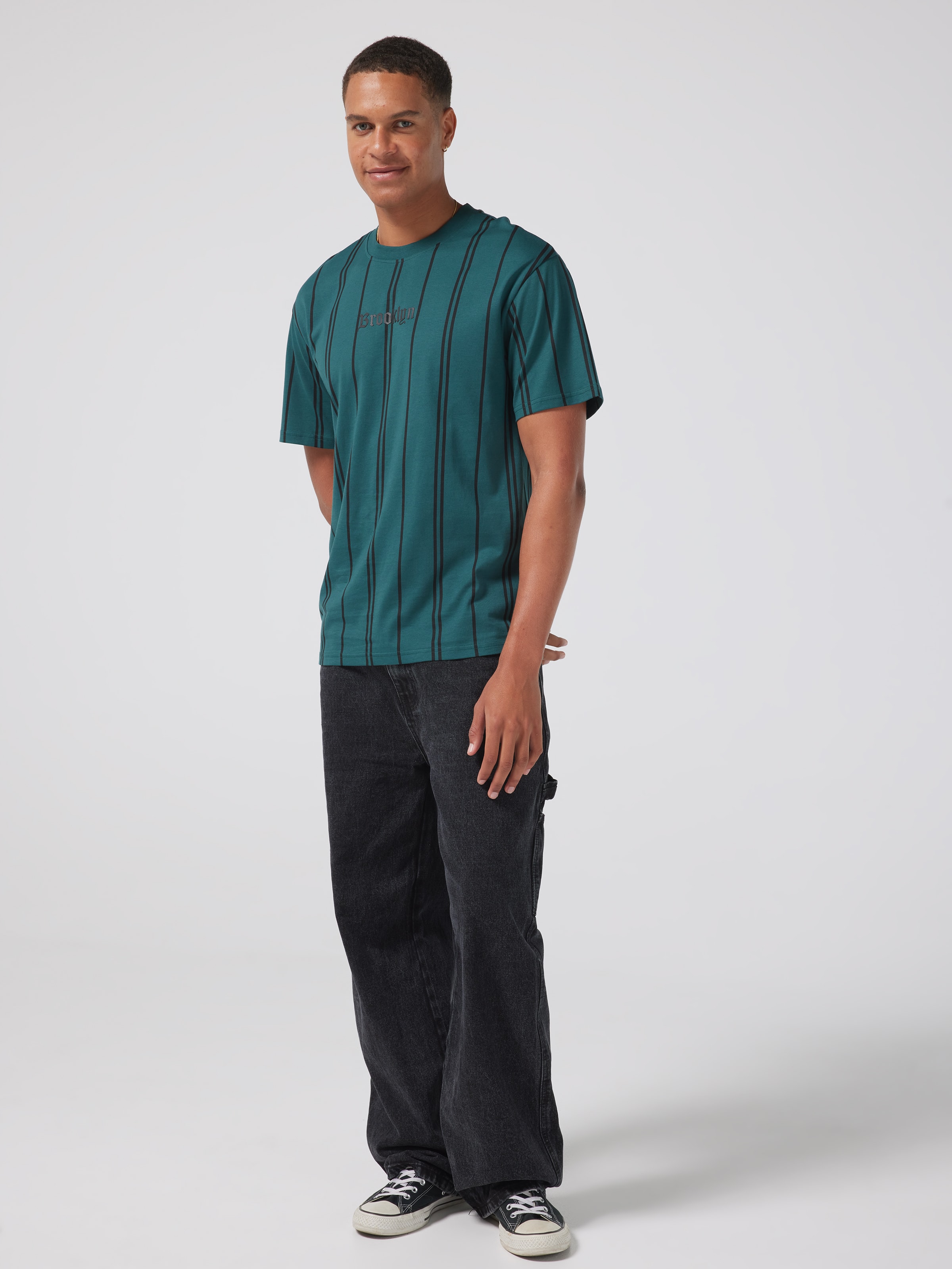 Vertical Stripe Brooklyn Relax Short Sleeve Tee