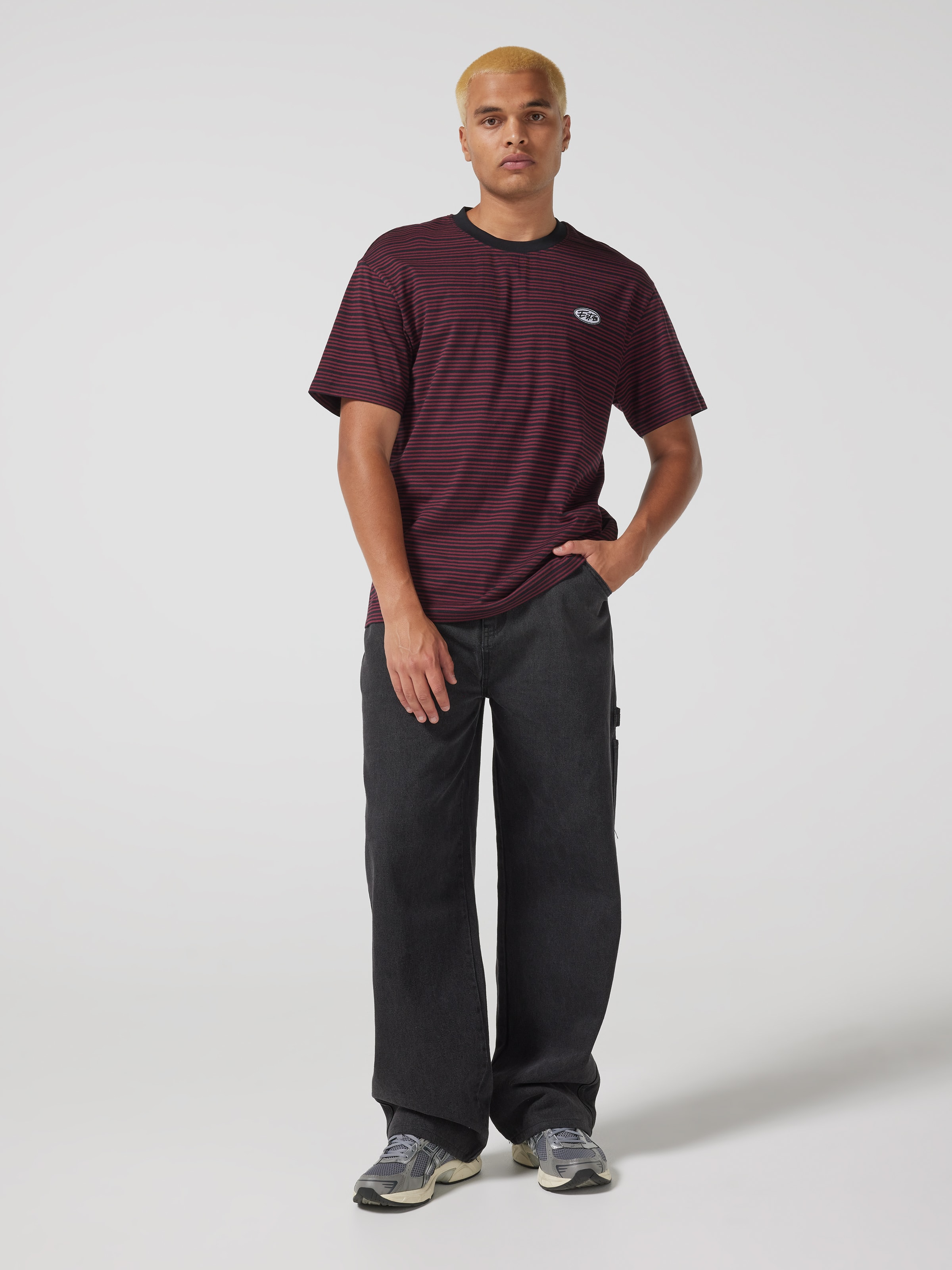 Horizontal Stripe Relaxed Short Sleeve Tee