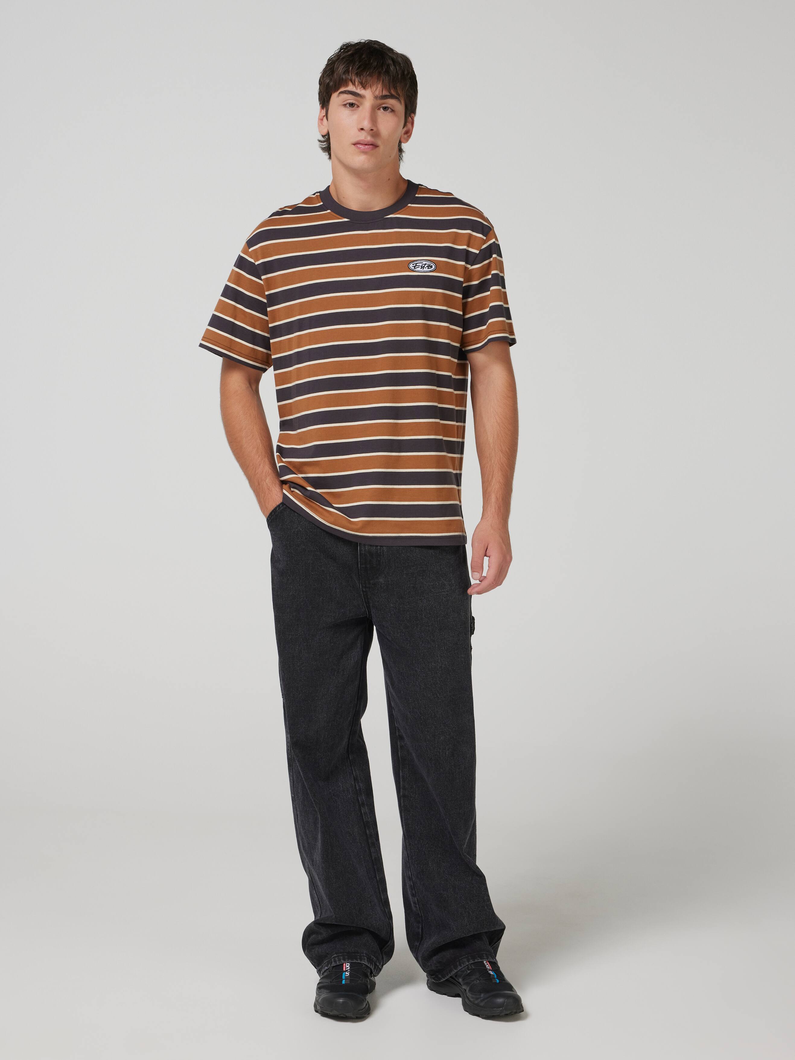 Horizontal Stripe Relaxed Short Sleeve Tee
