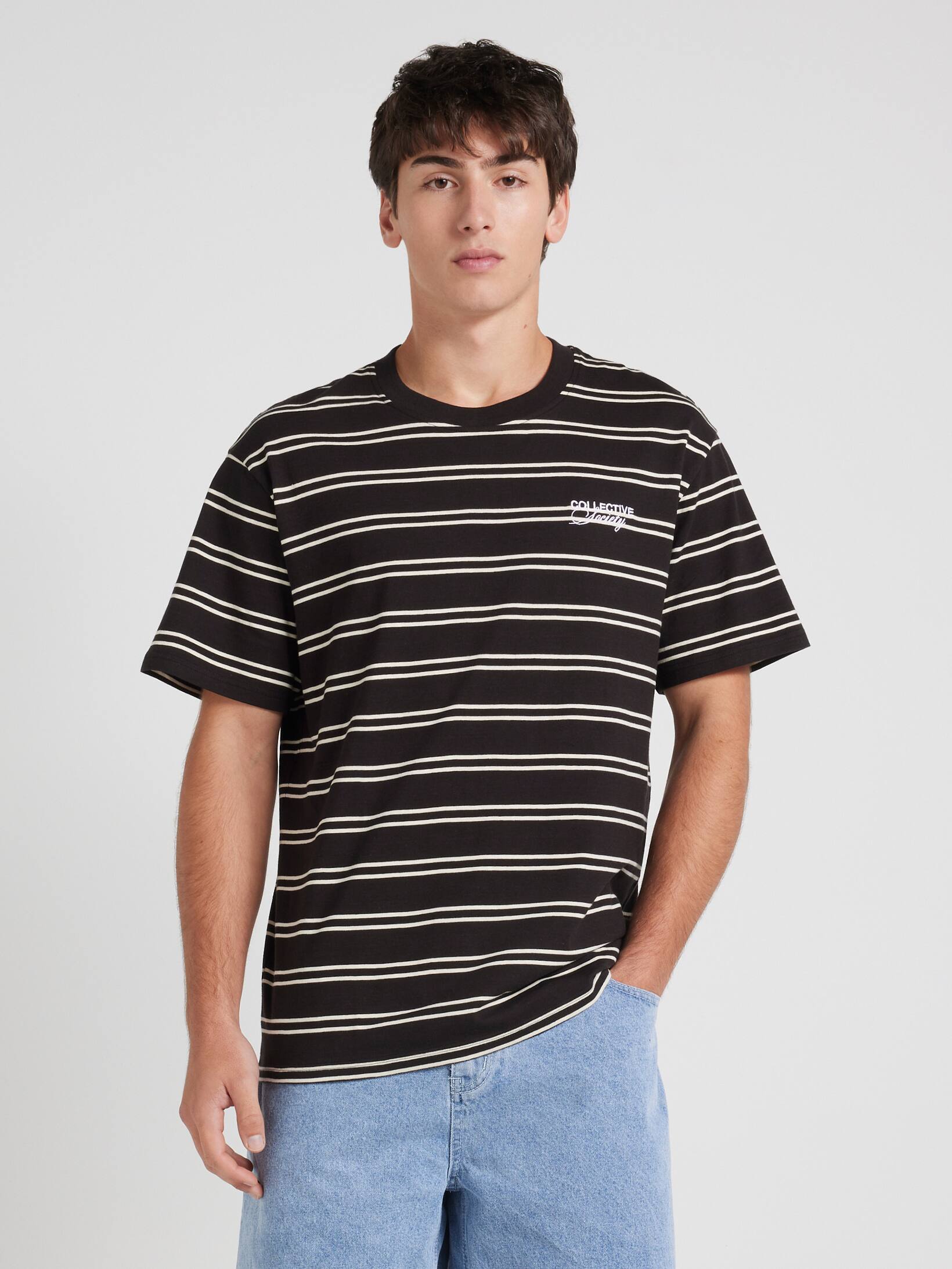 Horizontal Stripe Collective Society Relaxed Short Sleeve Tee