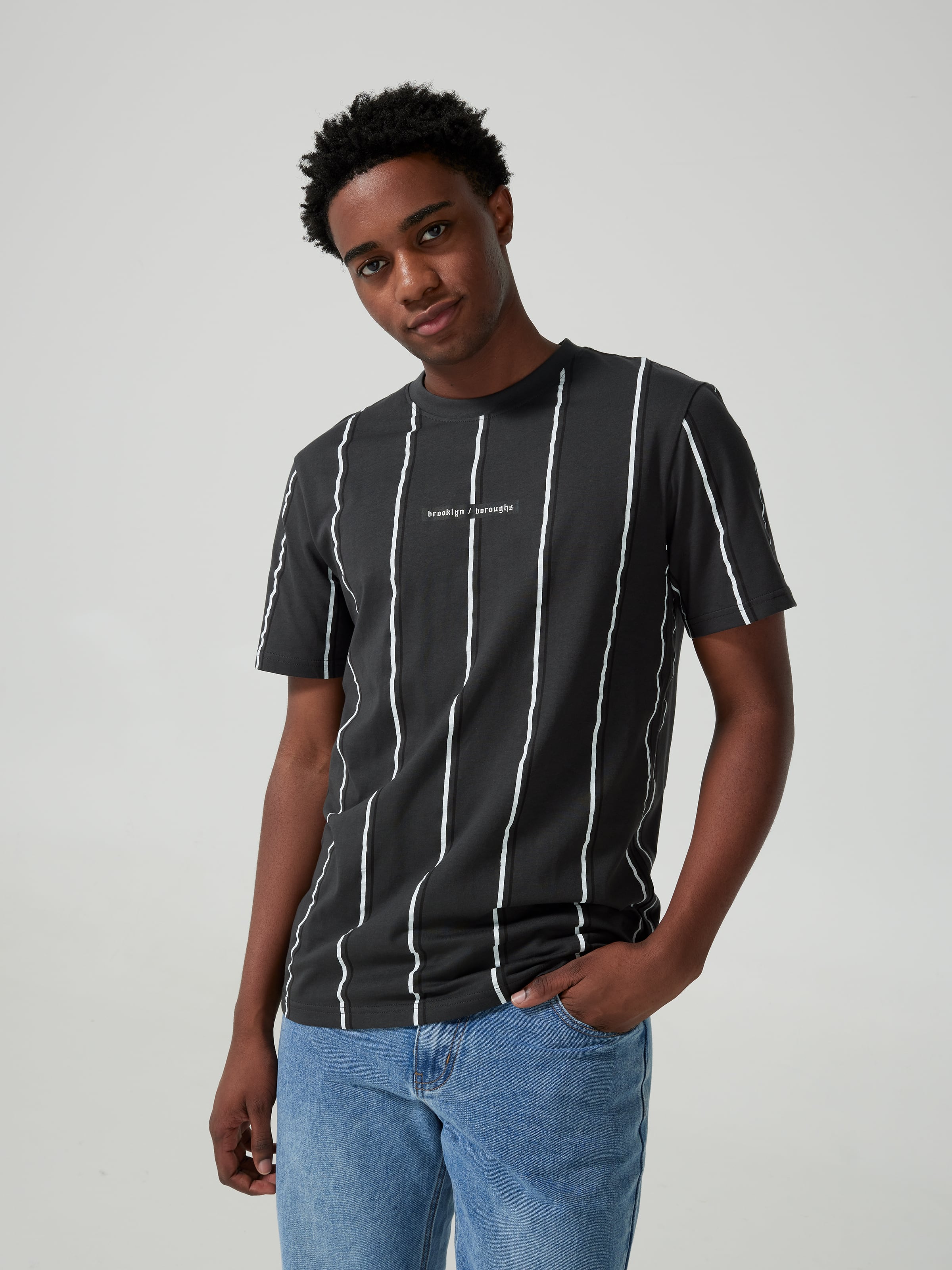 Vertical Stripe Short Sleeve Tee