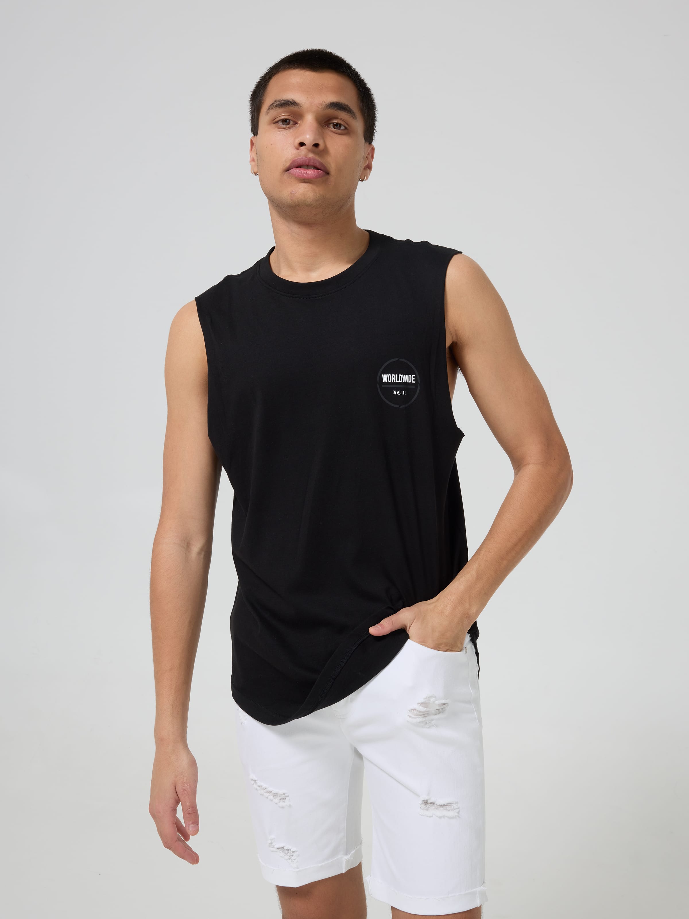Urban Worldwide Curve Hem Muscle Tee