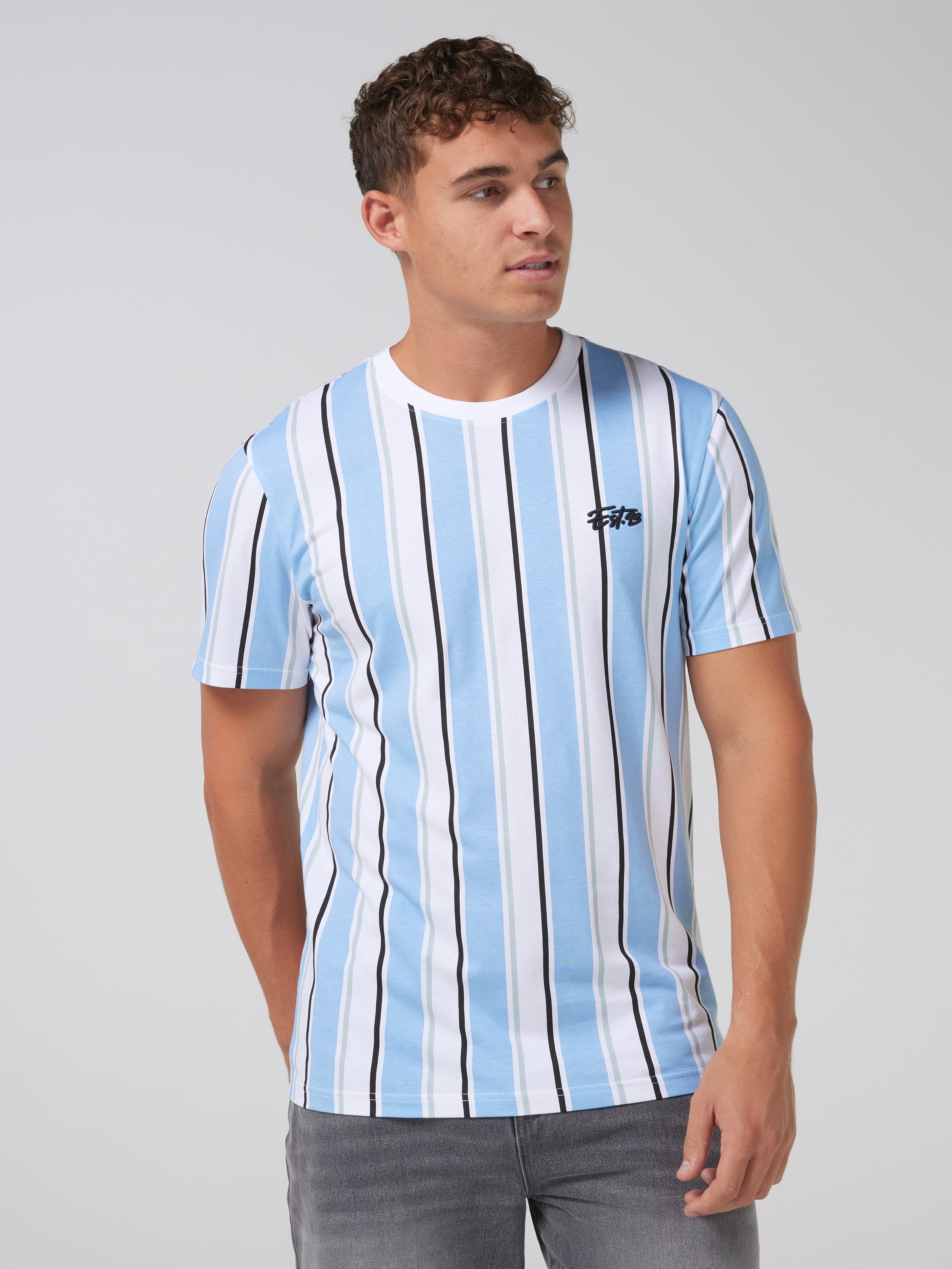 Vertical Stripe Short Sleeve Tee
