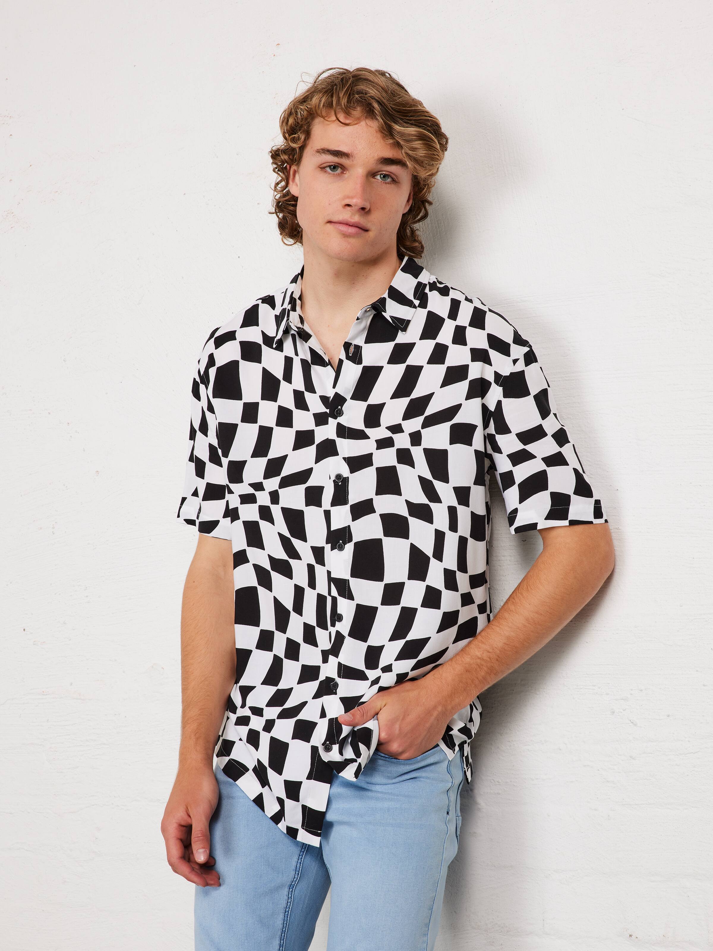 Black White Checker Resort Shirt