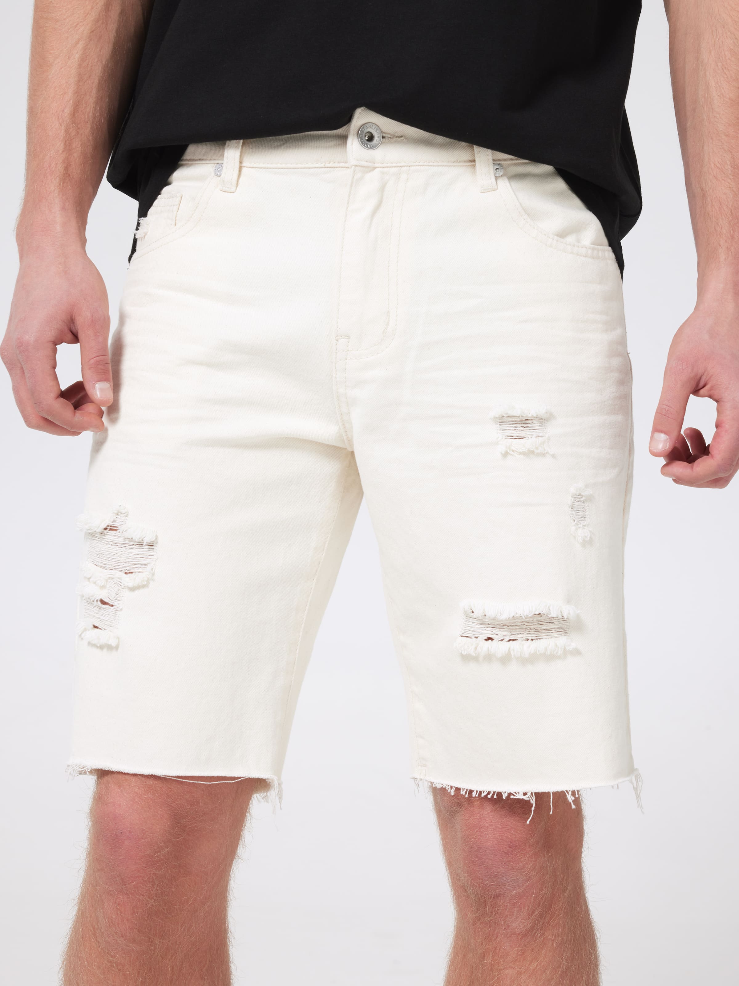 Rex Raw Hem Rips Denim Short
