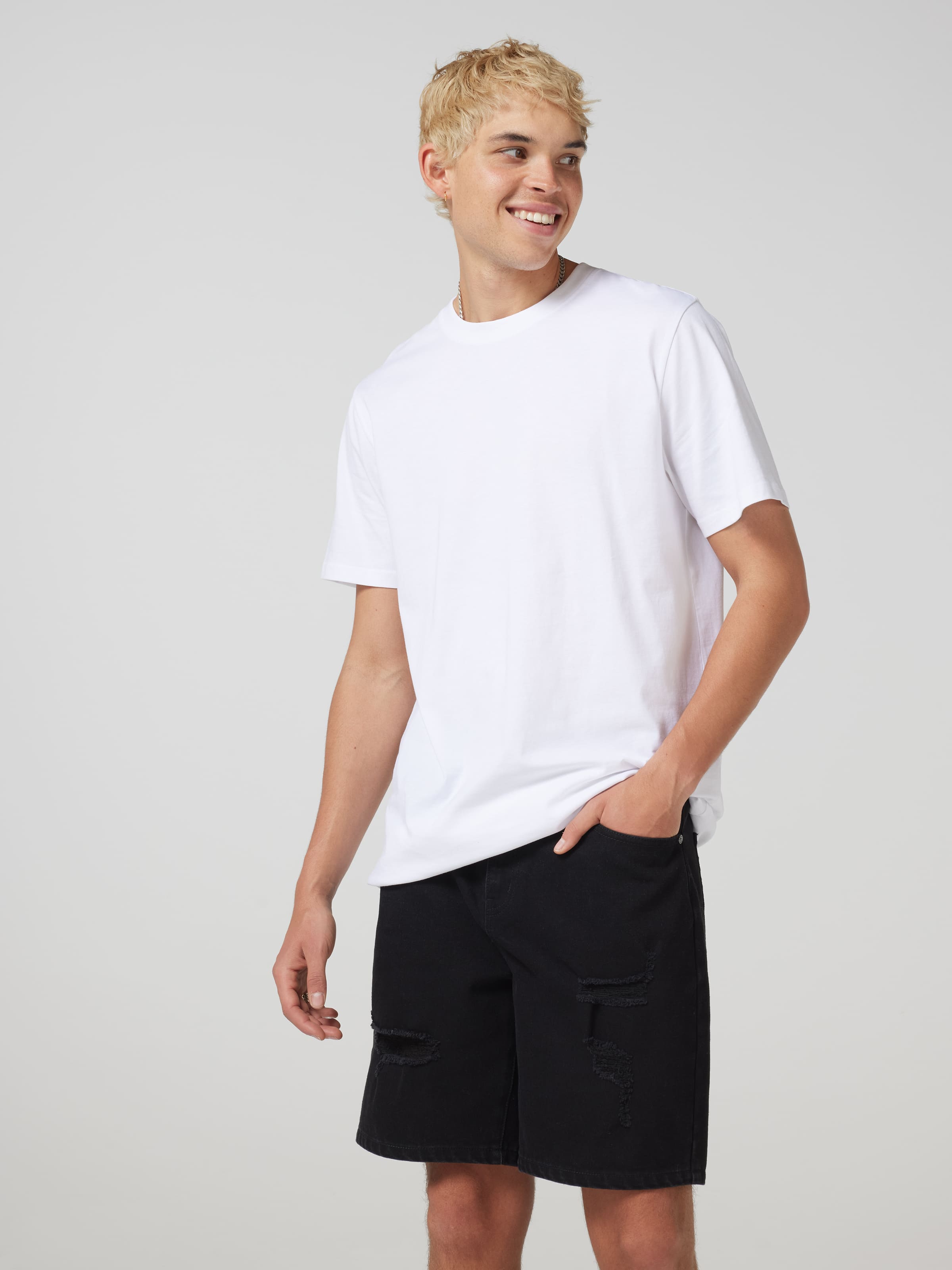 Saint Slim Ripped Denim Short