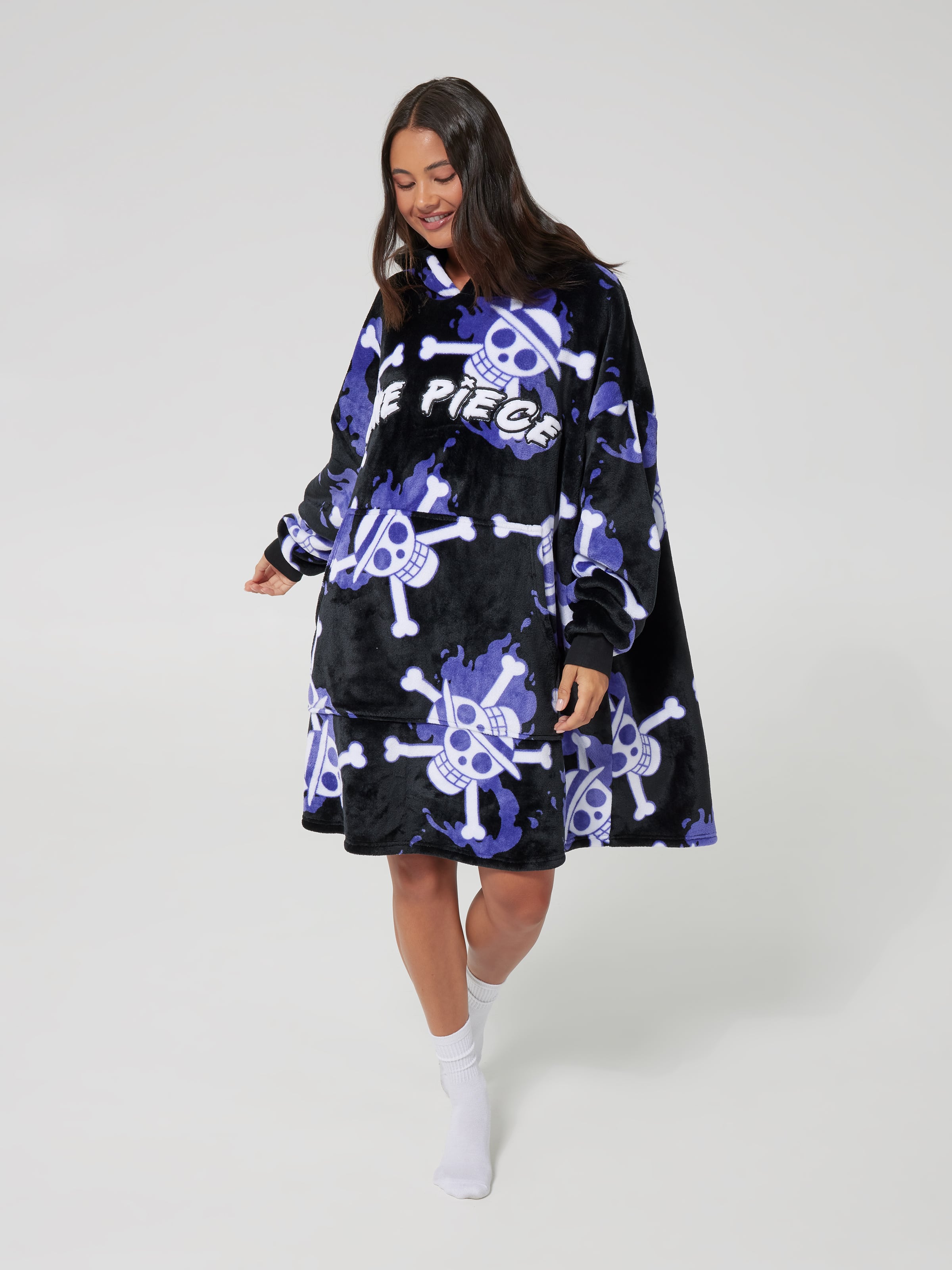 One Piece Embroidered Blanket Hoodie
