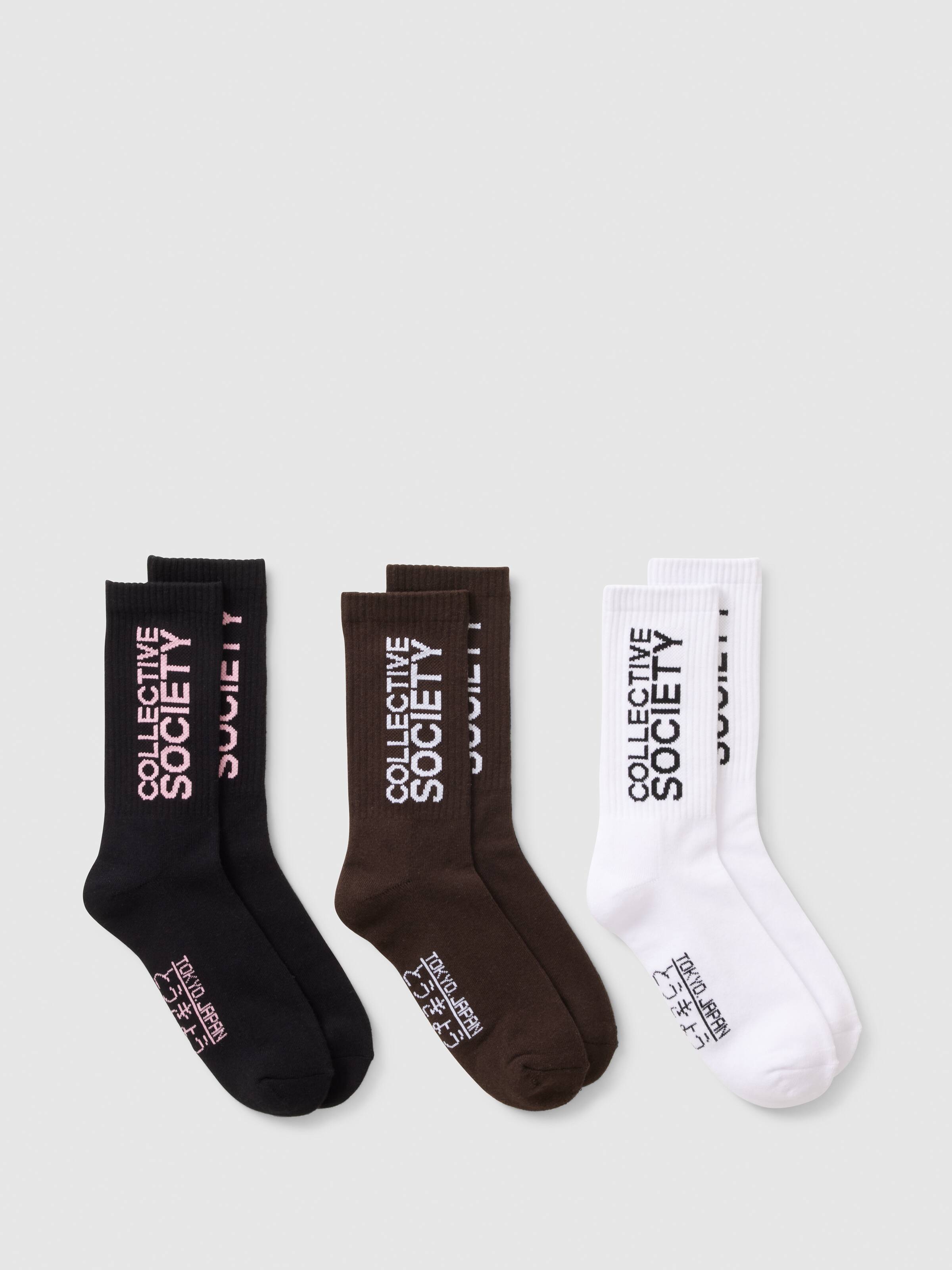 3 Pack Ribbed Crew Socks