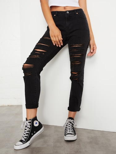 Hayley Ladder Abrasions Boyfriend Jean                                                                                          