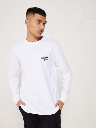 White Novelty Trash Panda Long Sleeve Tee                                                                                       