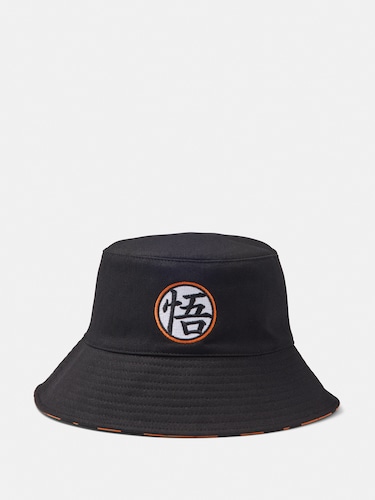 Black Dragon Ball Z Logo Check Bucket Hat                                                                                       