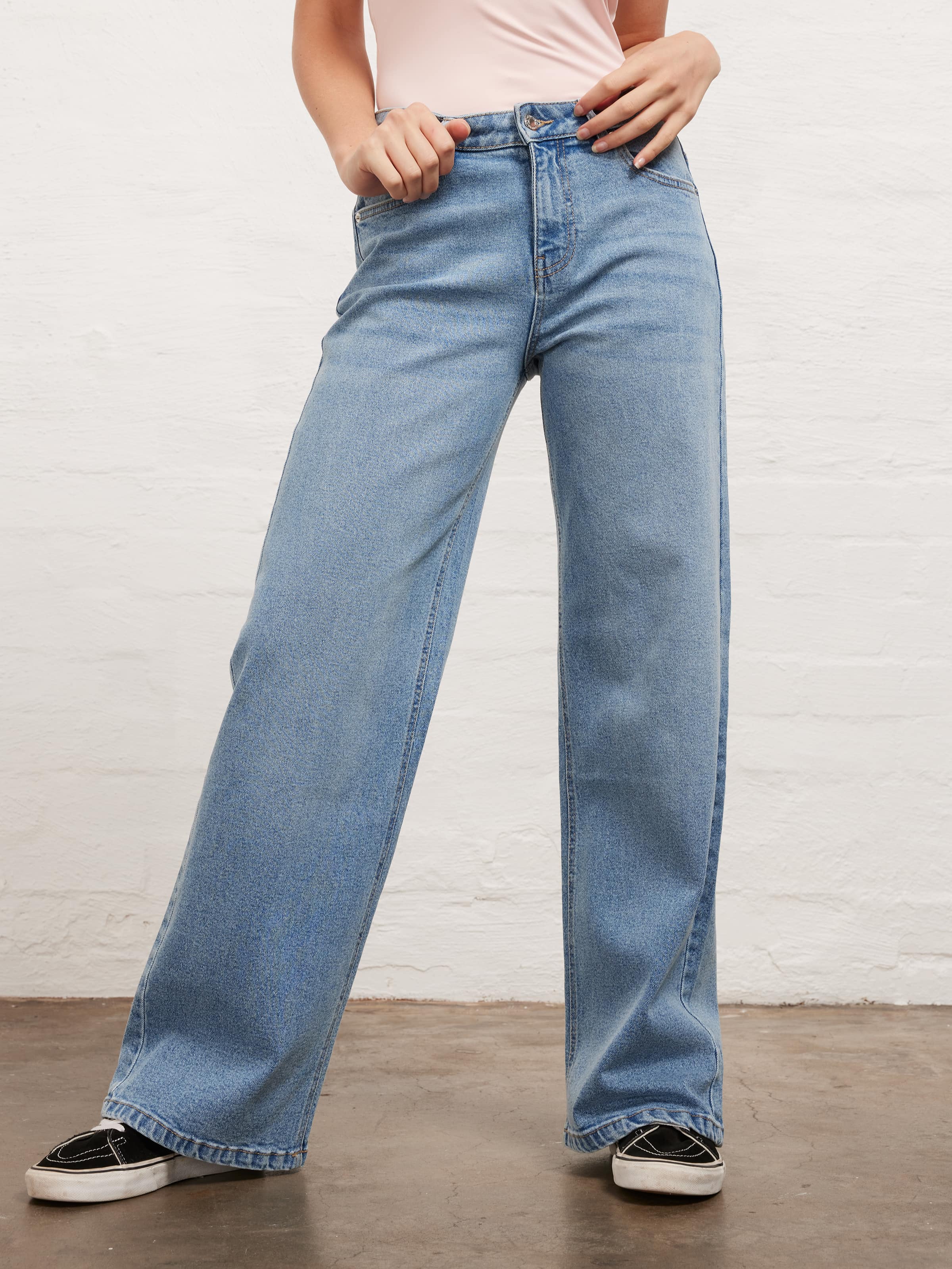 Mandi Stretch Wide Leg Jean Mid Wash - Jay Jays Online