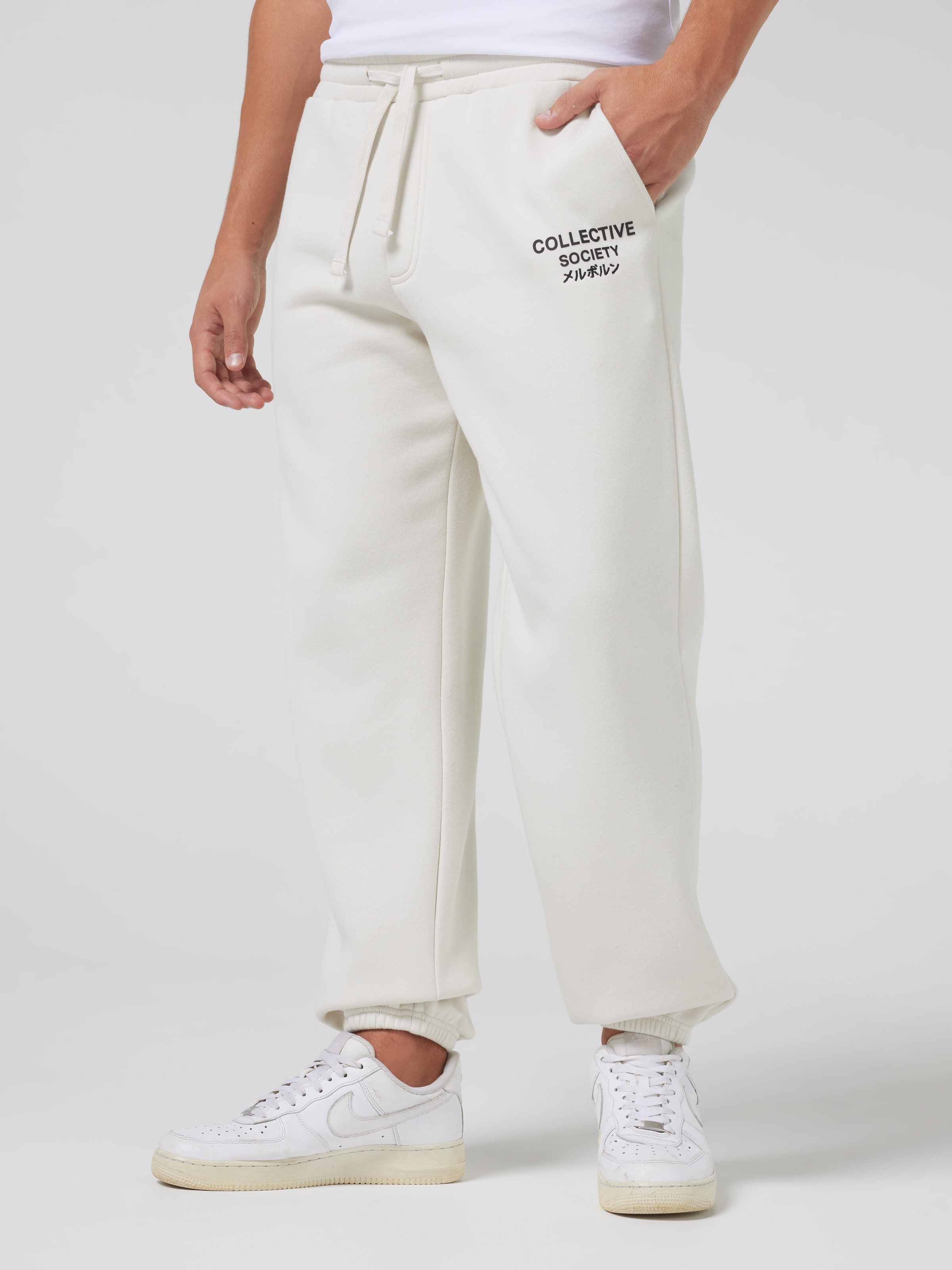 Form 960236 Collective Society Trackpant Ecru - Jay Jays Online